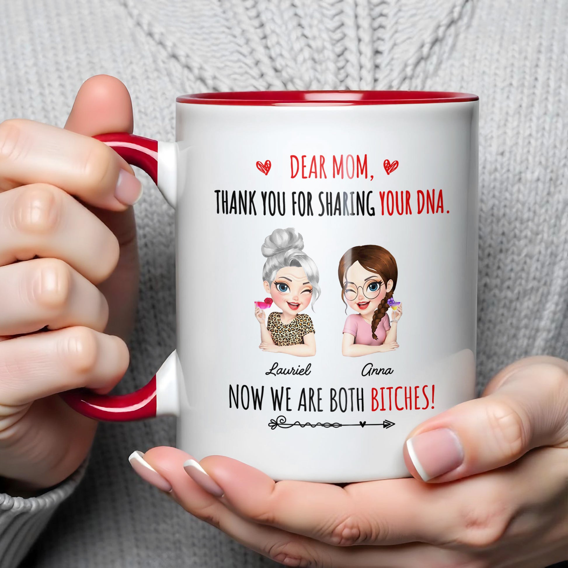 Dear Mom, Thank You For Sharing Your DNA, Cartoon Hearts And Arrows