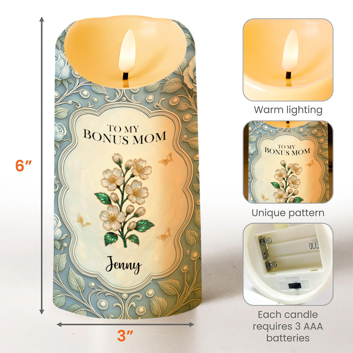 To My Bonus Mom, Thank You For Your Love, Flower And Butterflies Design