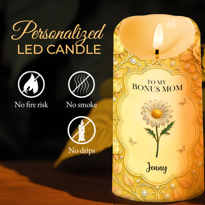 To My Bonus Mom, Thank You For Your Love, Flower And Butterflies Design