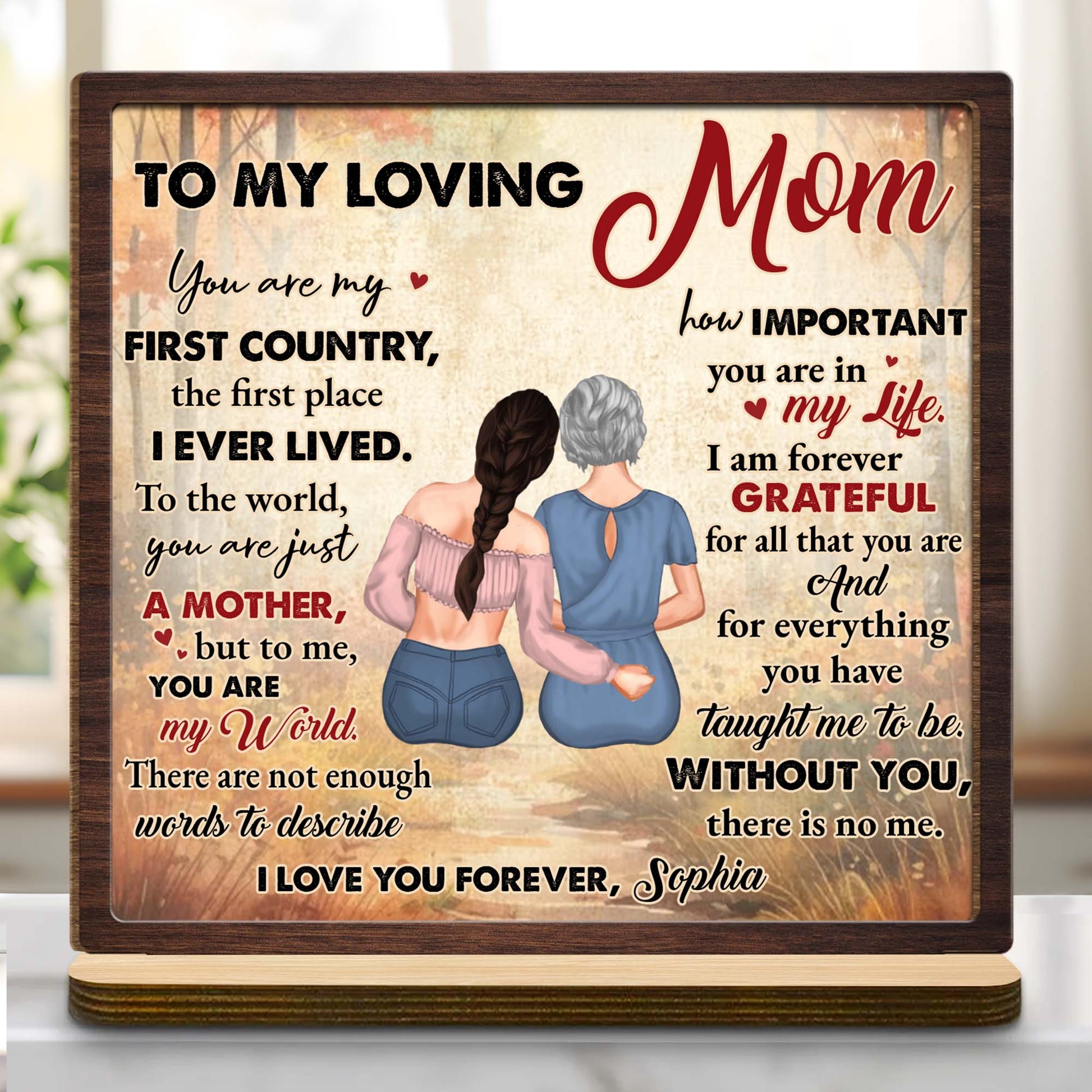 To My Loving Mom, Two Figures Embrace On Book Design