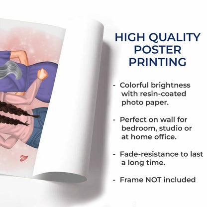 Mother Daughter Bonding With Hearts Poster