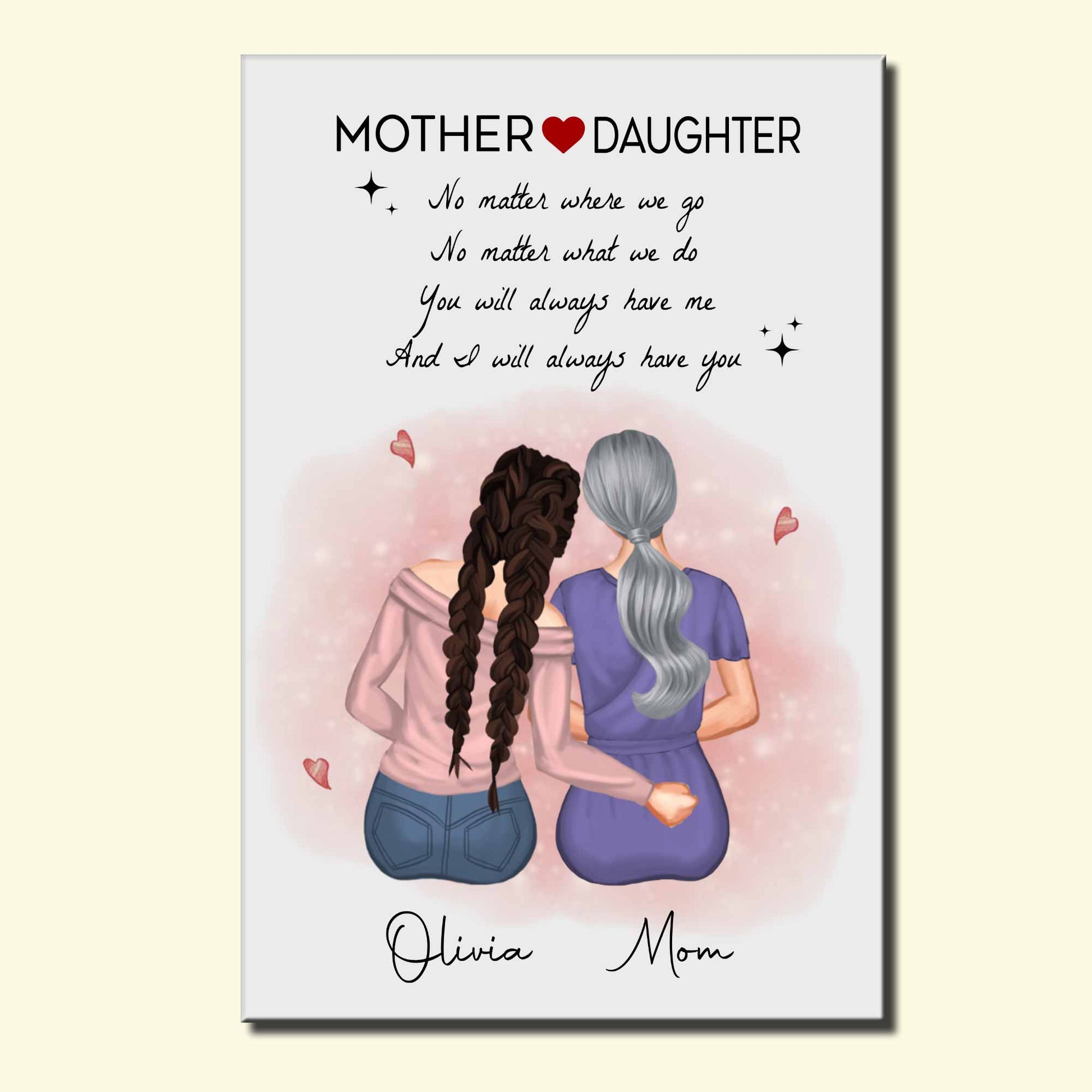Mother Daughter Bonding With Hearts Poster