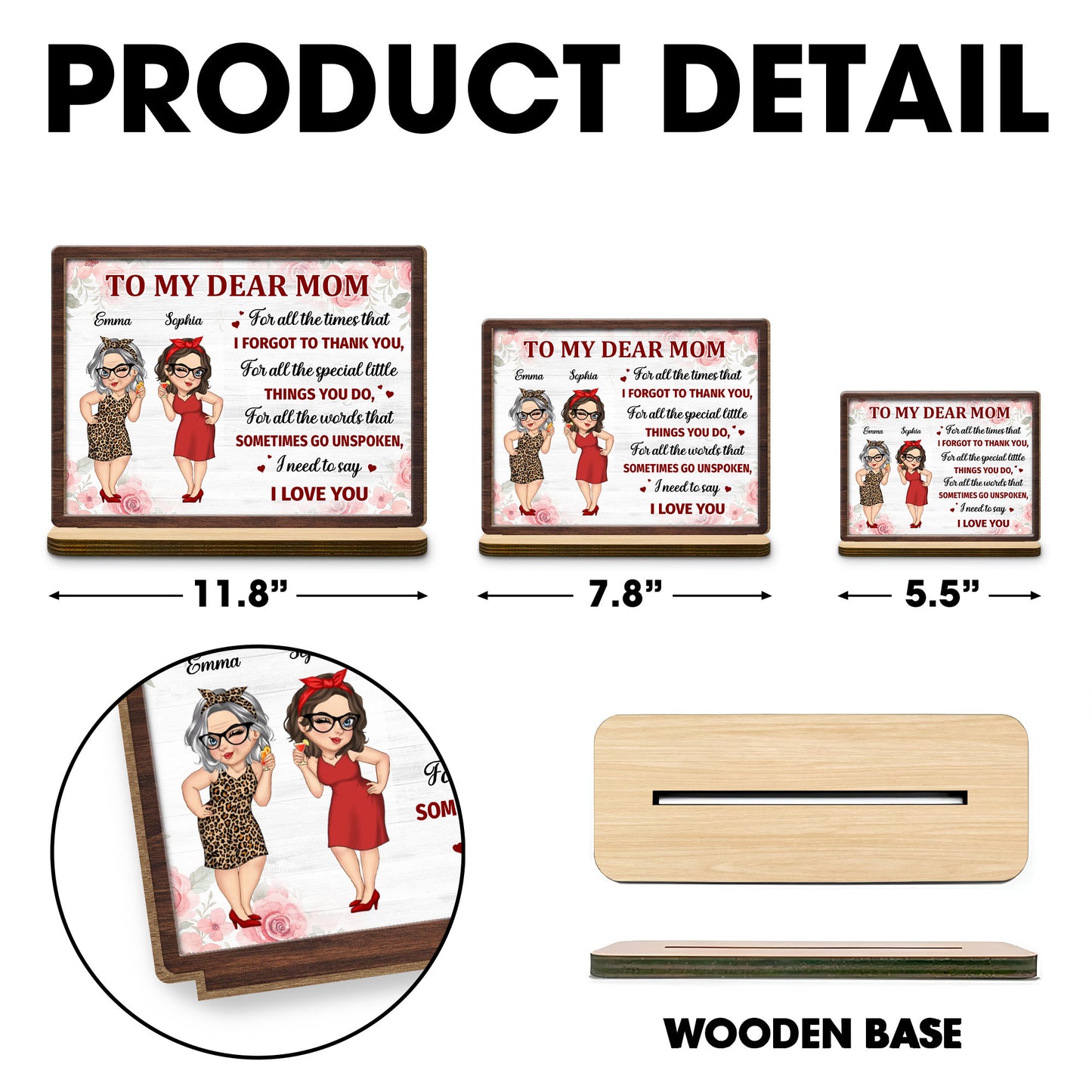 To My Dear Mom, Flowers and Female Characters Plaque