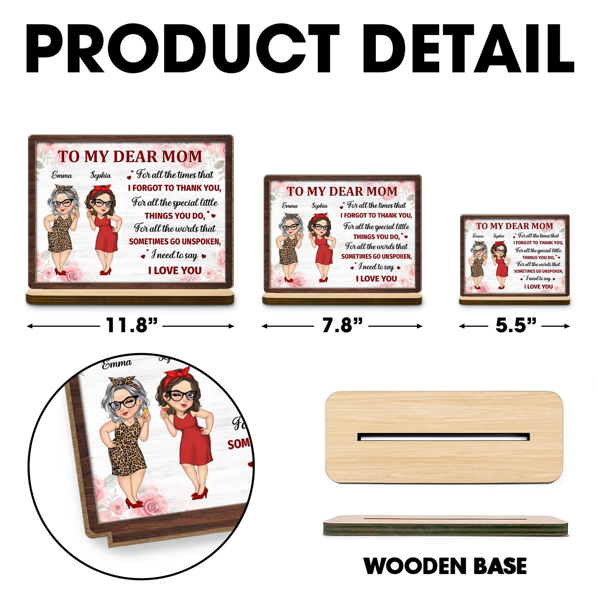 To My Dear Mom, Flowers and Female Characters Plaque