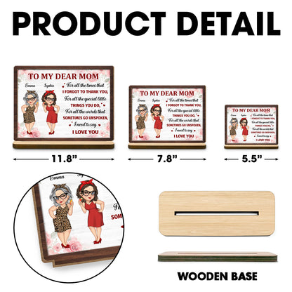 To My Dear Mom, Flowers and Female Characters Plaque