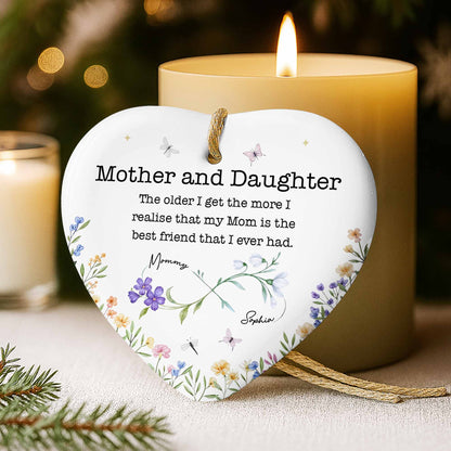 Mother And Daughter, Best Friends Forever With Flowers And Butterflies