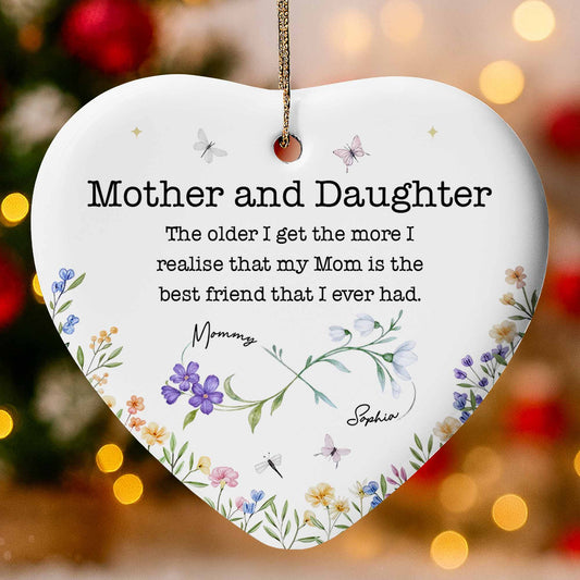 Mother And Daughter, Best Friends Forever With Flowers And Butterflies