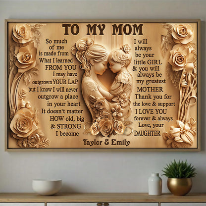 To My Mom, Mother and Daughter Bond With Flowers - Personalized Custom Horizontal Poster - MOM142_HPOS