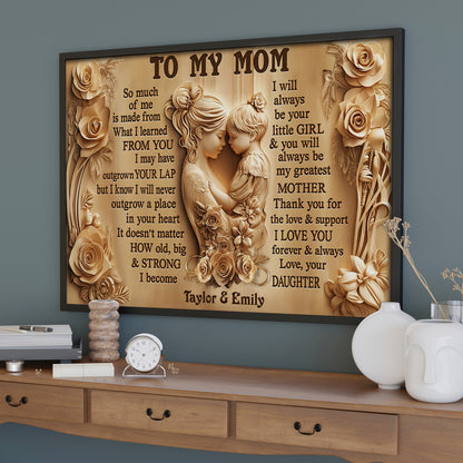 To My Mom, Mother and Daughter Bond With Flowers - Personalized Custom Horizontal Poster - MOM142_HPOS