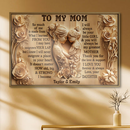 To My Mom, Mother and Daughter Bond With Flowers - Personalized Custom Horizontal Poster - MOM142_HPOS