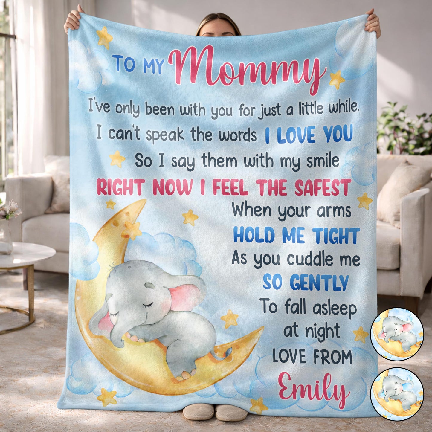 To My Mommy, Elephant And Moon Design