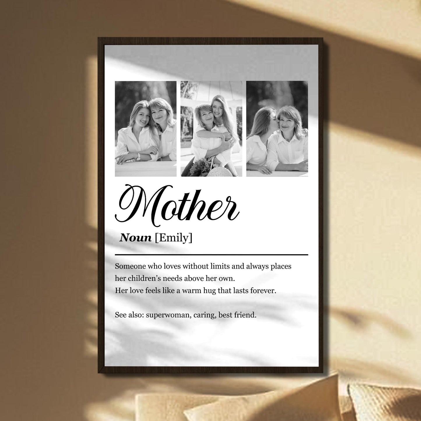 Mother Definition Personalized Three Photo Frame Custom Poster