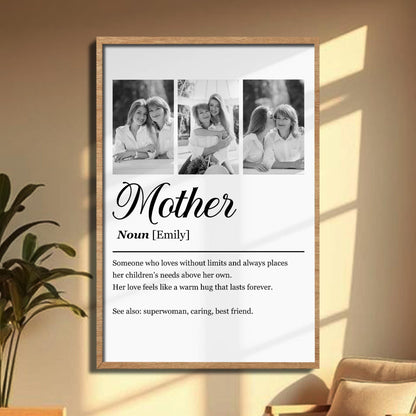 Mother Definition Personalized Three Photo Frame Custom Poster