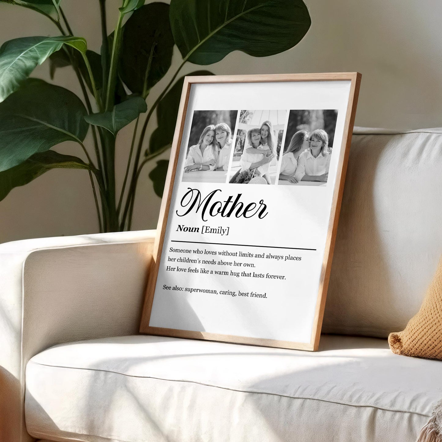 Mother Definition Personalized Three Photo Frame Custom Poster