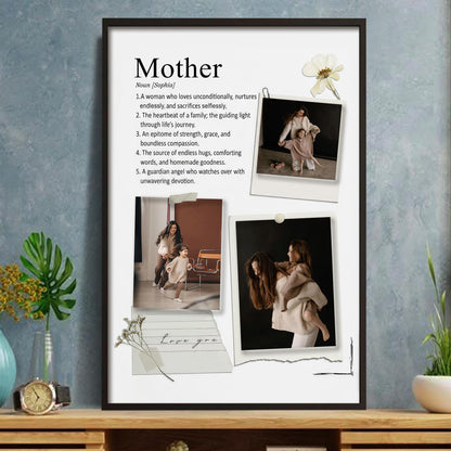 Mother Definition Personalized Photo Collage With Flower And Polaroid Frames - Personalized Custom Vertical Poster - MOM171_VPOS