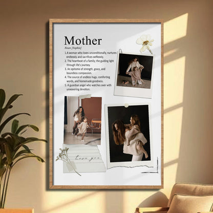Mother Definition Personalized Photo Collage With Flower And Polaroid Frames - Personalized Custom Vertical Poster - MOM171_VPOS