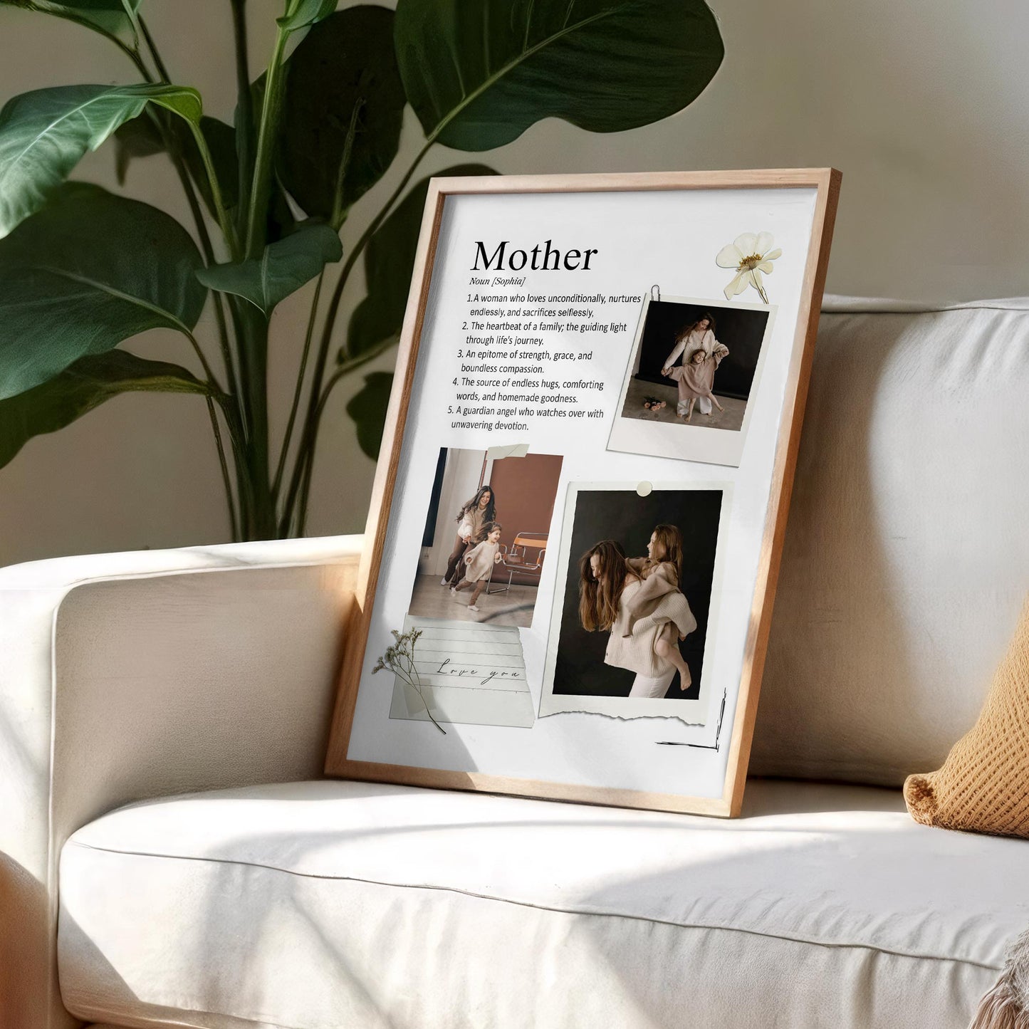 Mother Definition Personalized Photo Collage With Flower And Polaroid Frames - Personalized Custom Vertical Poster - MOM171_VPOS