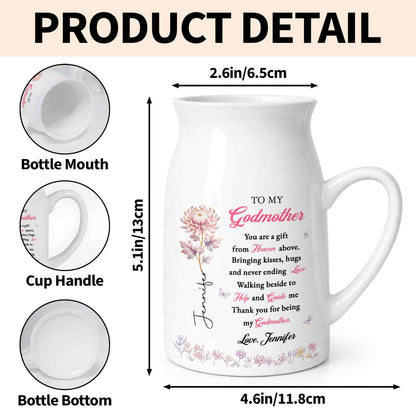 To My Godmother You Are A Gift Heaven Above Birth Month Flowers - Personalized Ceramic Flower Vase - MOM276_CEV