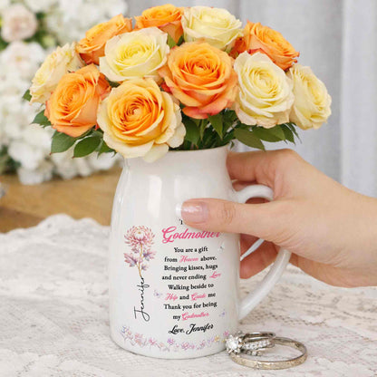 To My Godmother You Are A Gift Heaven Above Birth Month Flowers - Personalized Ceramic Flower Vase - MOM276_CEV