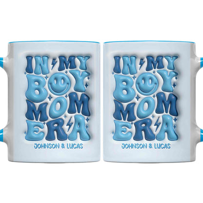 In My Boy Mom Era With 3D Inflated Smiley Face And Stars - Personalized Custom Accent Mug - MOM293_AMUG