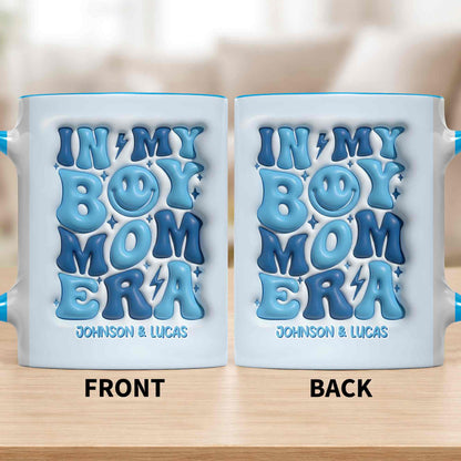 In My Boy Mom Era With 3D Inflated Smiley Face And Stars - Personalized Custom Accent Mug - MOM293_AMUG