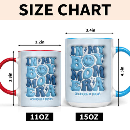 In My Boy Mom Era With 3D Inflated Smiley Face And Stars - Personalized Custom Accent Mug - MOM293_AMUG