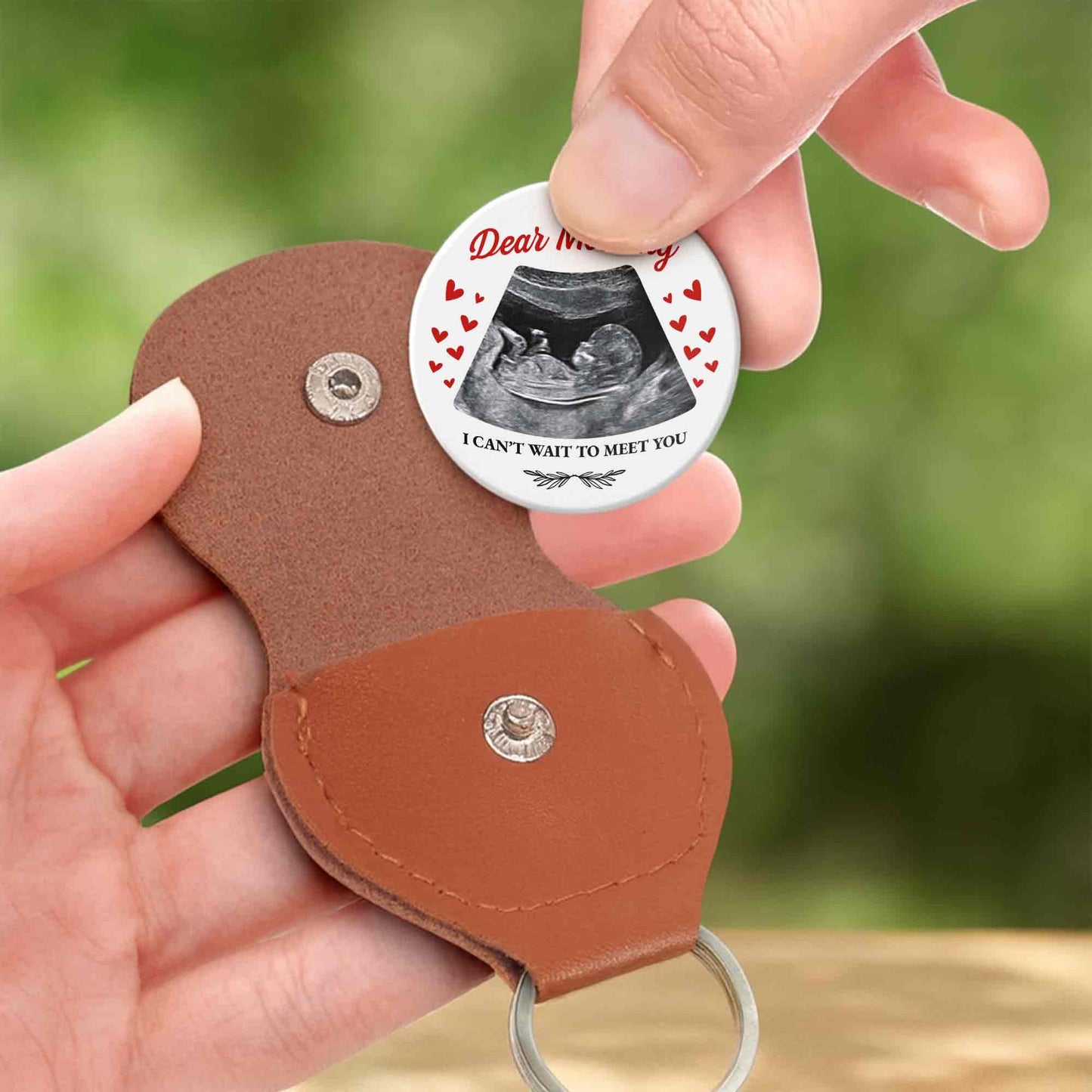 Dear Mommy I Can't Wait To Meet You Ultrasound Photo And Hearts - Personalized Custom Pocket Hug - MOM301_HTOK