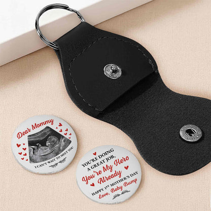 Dear Mommy I Can't Wait To Meet You Ultrasound Photo And Hearts - Personalized Custom Pocket Hug - MOM301_HTOK
