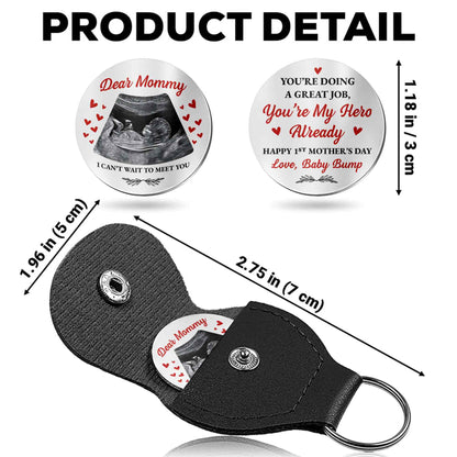 Dear Mommy I Can't Wait To Meet You Ultrasound Photo And Hearts - Personalized Custom Pocket Hug - MOM301_HTOK