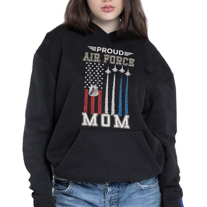 Proud Air Force Mom American Flag Jets Dog Tag Design - Personalized Custom Unisex T-shirt, Hoodie - MOM304_BBAS