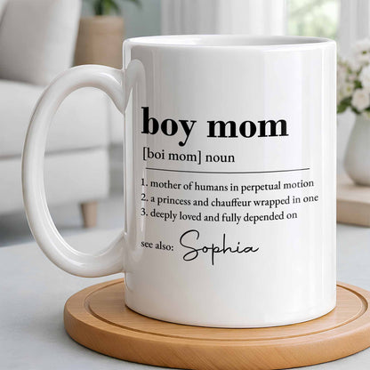 Boy Mom Dictionary Definition Typography Design - Personalized Custom Coffee Mug - MOM334_MG