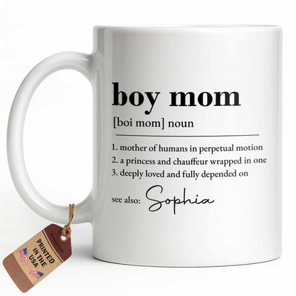 Boy Mom Dictionary Definition Typography Design - Personalized Custom Coffee Mug - MOM334_MG