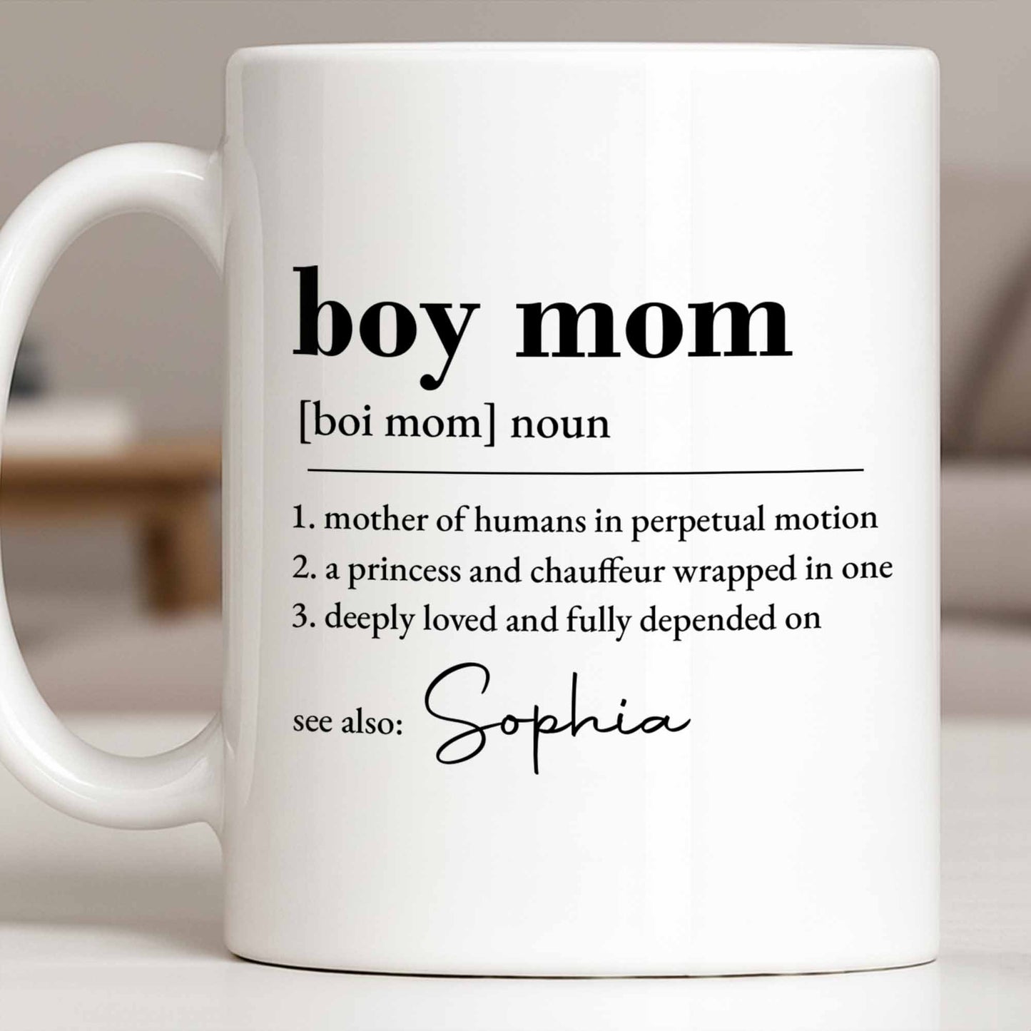 Boy Mom Dictionary Definition Typography Design - Personalized Custom Coffee Mug - MOM334_MG
