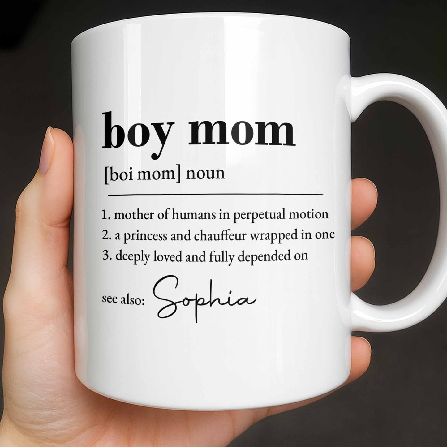 Boy Mom Dictionary Definition Typography Design - Personalized Custom Coffee Mug - MOM334_MG