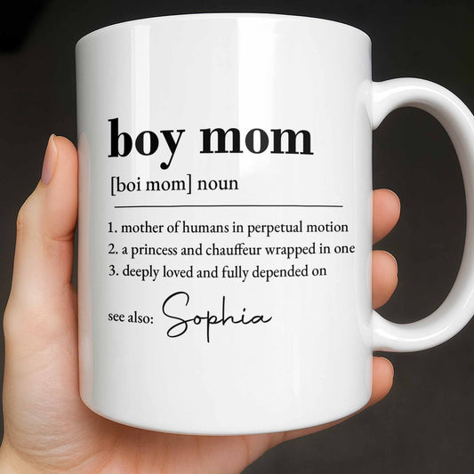 Boy Mom Dictionary Definition Typography Design - Personalized Custom Coffee Mug - MOM334_MG
