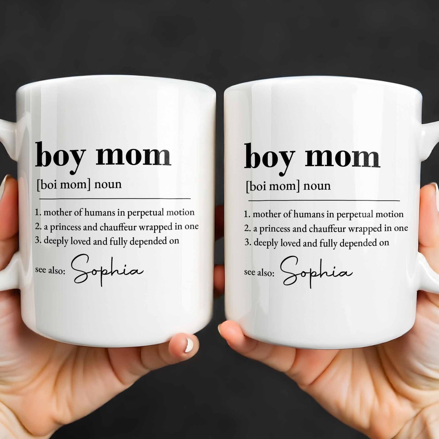 Boy Mom Dictionary Definition Typography Design - Personalized Custom Coffee Mug - MOM334_MG