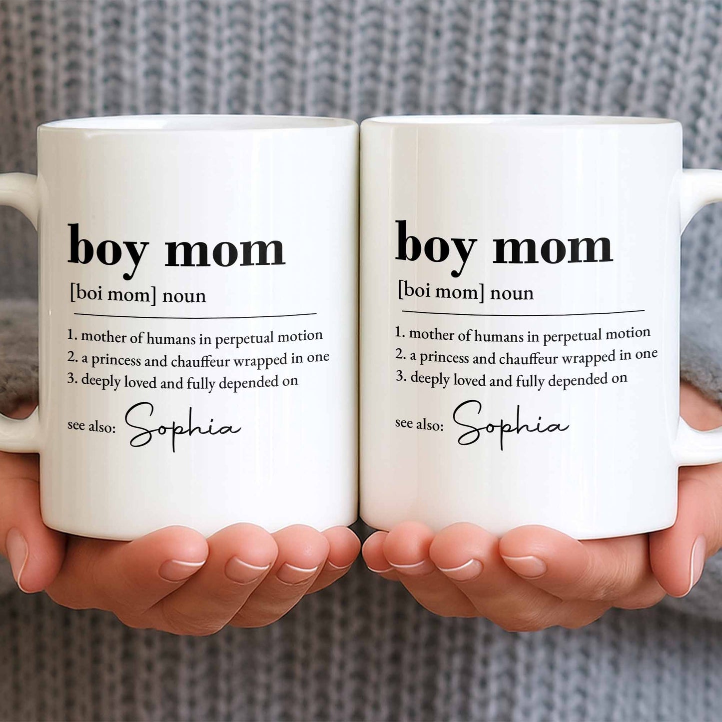 Boy Mom Dictionary Definition Typography Design - Personalized Custom Coffee Mug - MOM334_MG