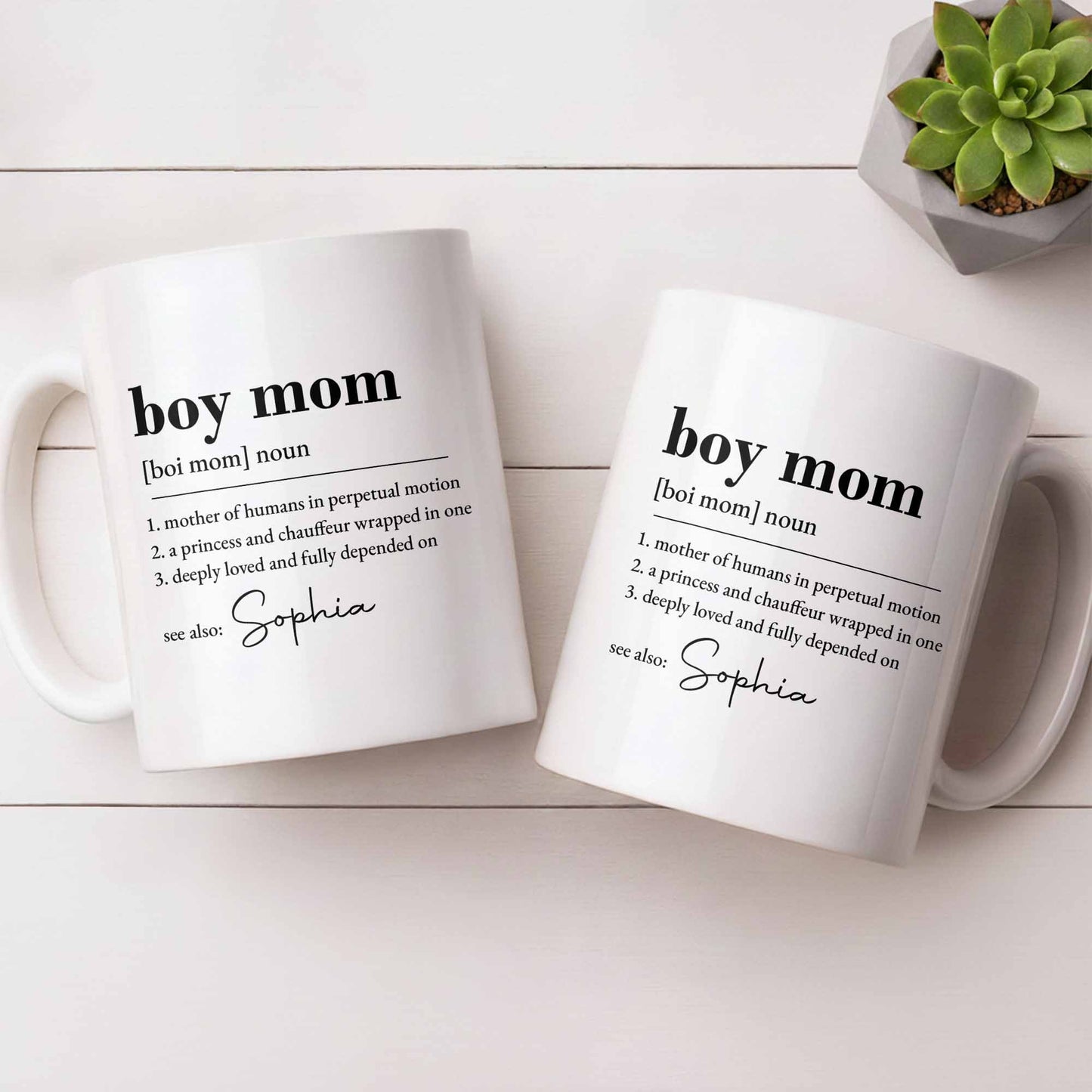 Boy Mom Dictionary Definition Typography Design - Personalized Custom Coffee Mug - MOM334_MG