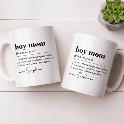 Boy Mom Dictionary Definition Typography Design - Personalized Custom Coffee Mug - MOM334_MG