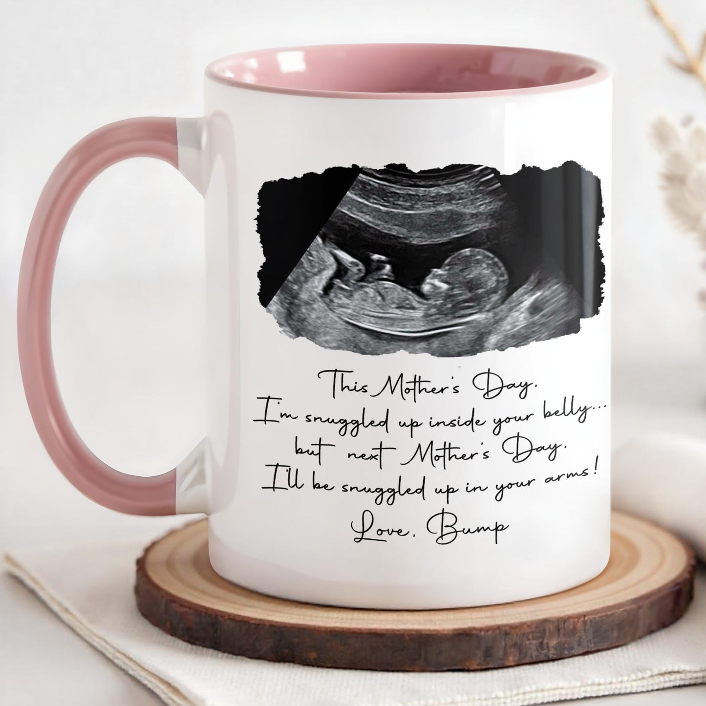 Snuggled Up Inside Your Belly Ultrasound Happy Mother's Day - Personalized Custom Accent Mug - MOM375_AMUG
