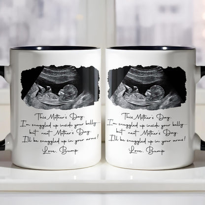 Snuggled Up Inside Your Belly Ultrasound Happy Mother's Day - Personalized Custom Accent Mug - MOM375_AMUG