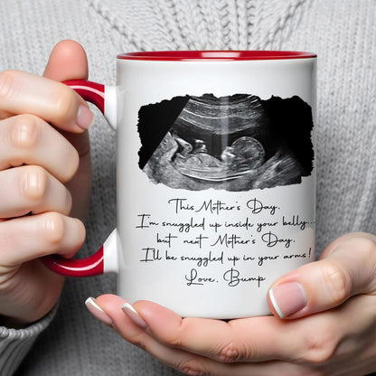 Snuggled Up Inside Your Belly Ultrasound Happy Mother's Day - Personalized Custom Accent Mug - MOM375_AMUG