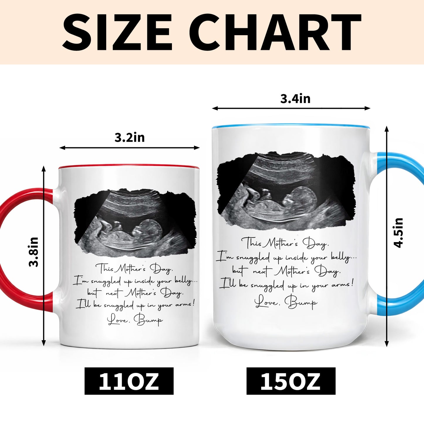 Snuggled Up Inside Your Belly Ultrasound Happy Mother's Day - Personalized Custom Accent Mug - MOM375_AMUG