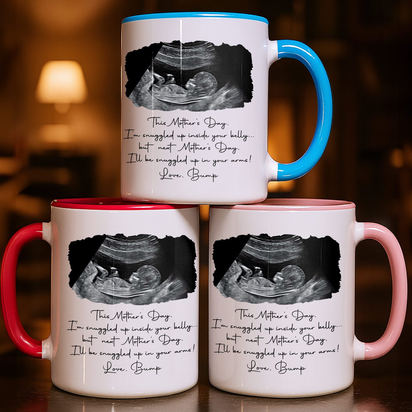 Snuggled Up Inside Your Belly Ultrasound Happy Mother's Day - Personalized Custom Accent Mug - MOM375_AMUG