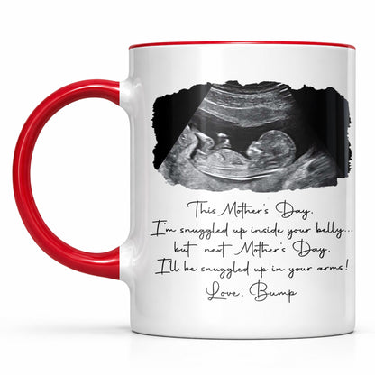 Snuggled Up Inside Your Belly Ultrasound Happy Mother's Day - Personalized Custom Accent Mug - MOM375_AMUG