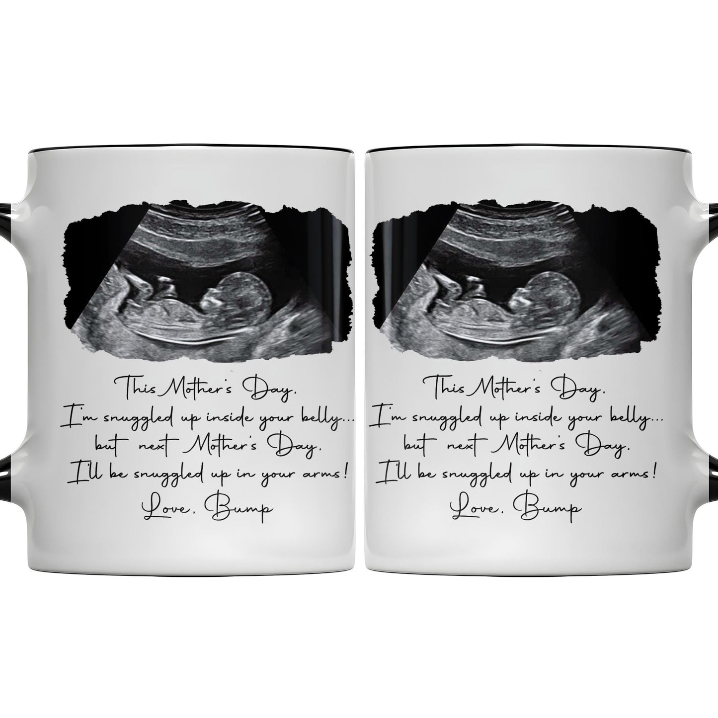 Snuggled Up Inside Your Belly Ultrasound Happy Mother's Day - Personalized Custom Accent Mug - MOM375_AMUG