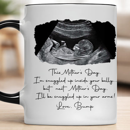 Snuggled Up Inside Your Belly Ultrasound Happy Mother's Day - Personalized Custom Accent Mug - MOM375_AMUG