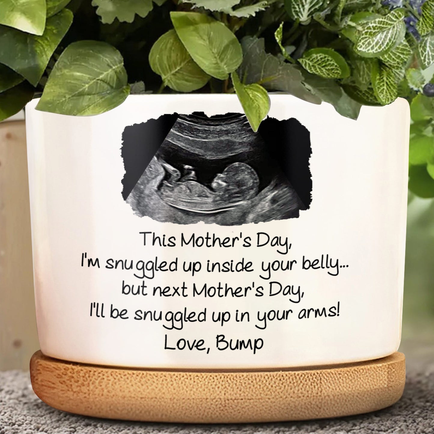 This Mother's Day I'm Snuggled Up Ultrasound Photo Ceramic Pot - Personalized Ceramic Plant Pot - MOM375_CEP