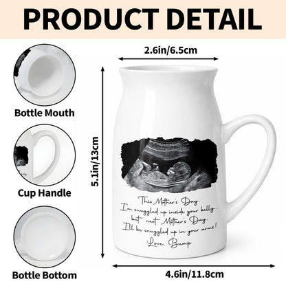 This Mother's Day I'm Snuggled Up Ultrasound Photo Sonogram - Personalized Ceramic Flower Vase - MOM375_CEV