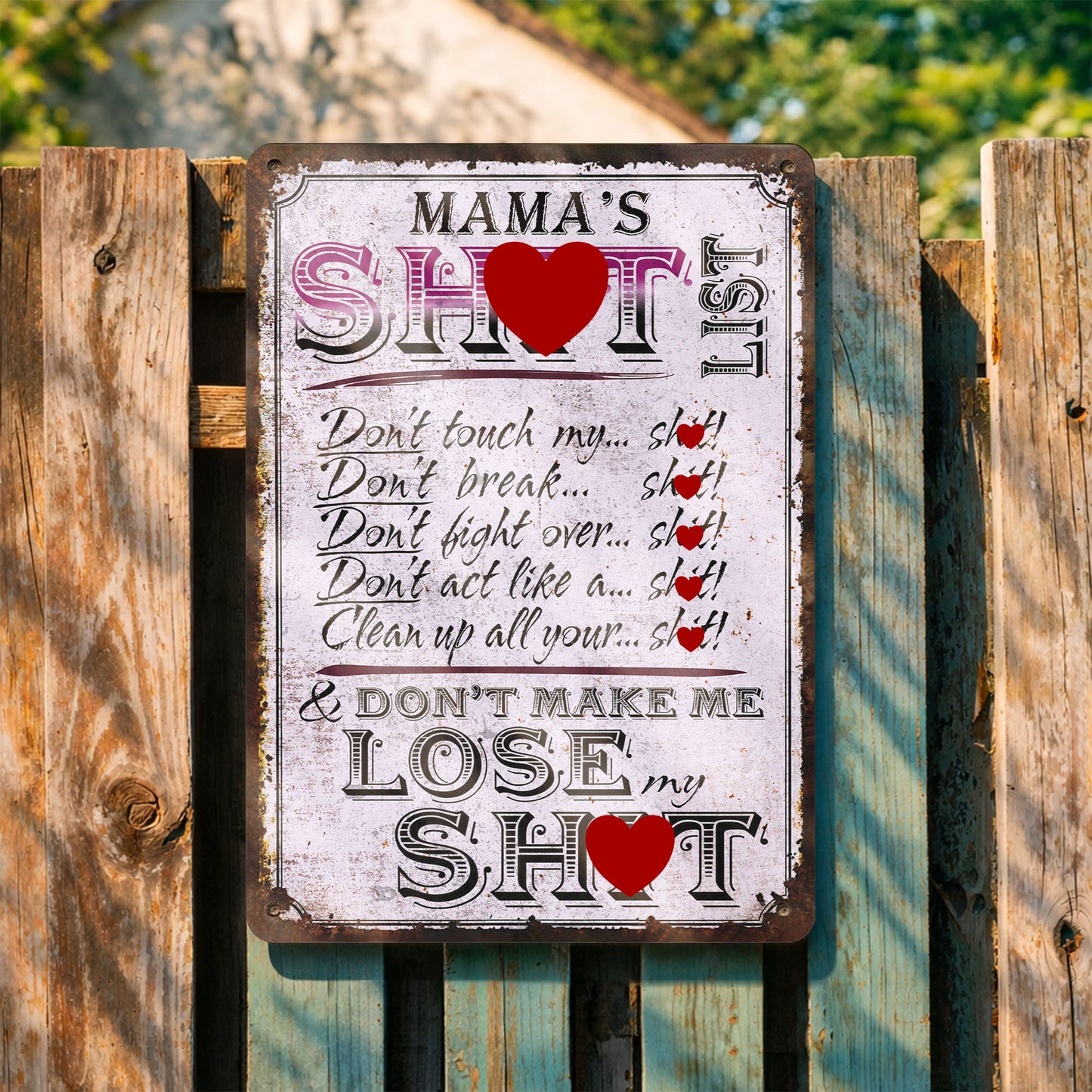 Mama's Sh*t List Funny Rules Personalized Metal Sign Home Decor - Personalized Metal Sign - MOM428_MSIGN
